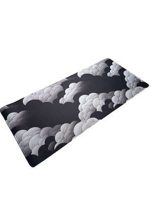Cloud Static muismat met abstract zwart-wit wolkenontwerp – strak design voor elke setup