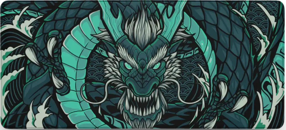 Muismat met groene oosterse draak in gedetailleerd design – Eclipse Dragon Groen