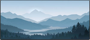 Muismat met mistig blauw berglandschap – Mistvale XXL