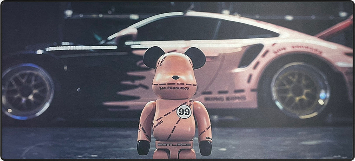 Pink Racer Bear Muismat xxl - 900 x 400 x 3 mm - Antislip