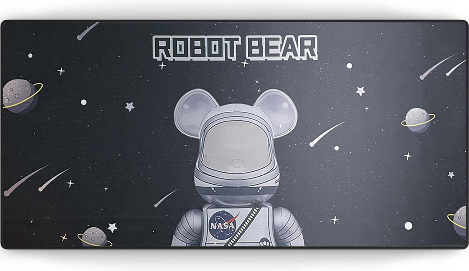 Muismat met astronautenbeer in de ruimte – Robot Bear design met sterren en planeten