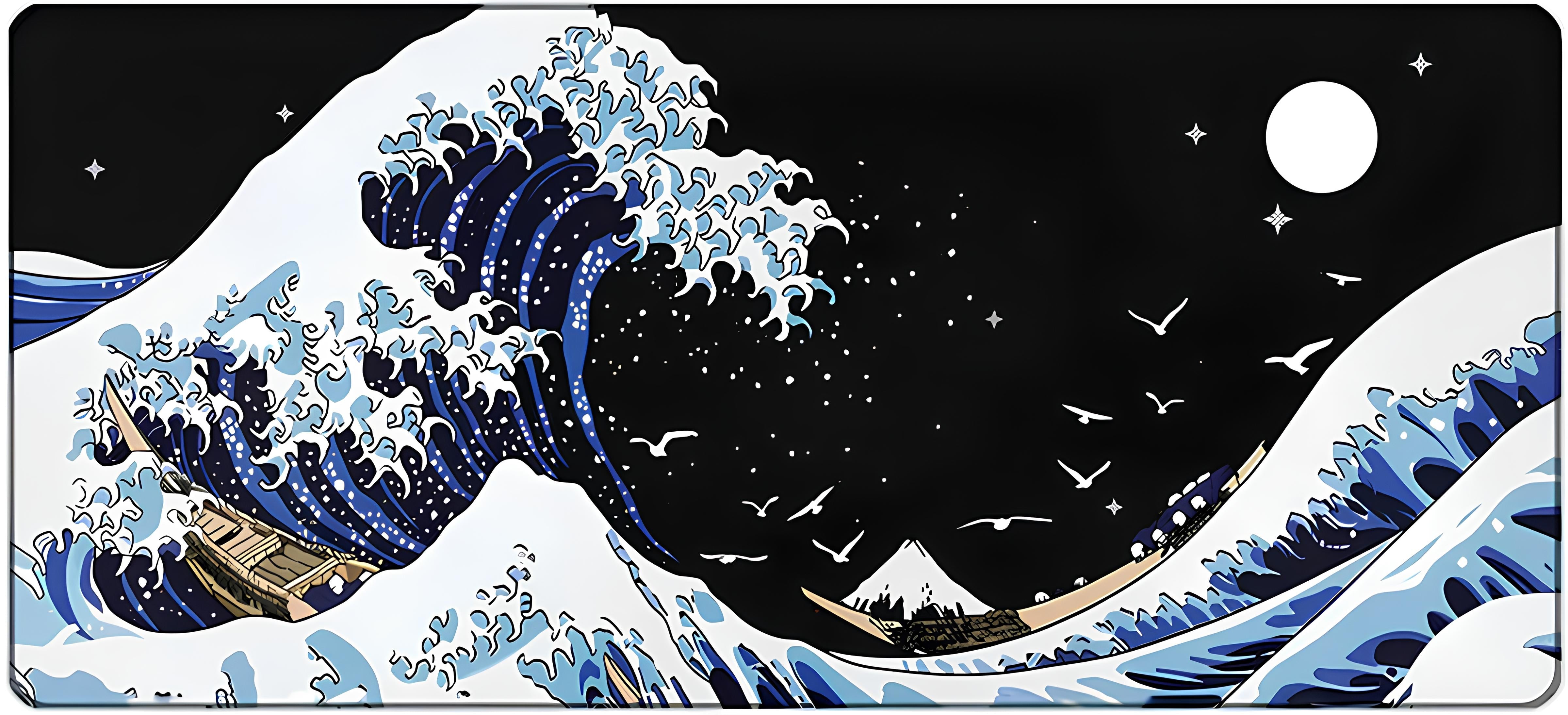 Kanagawa Wave Muismat - 900 x 400 x 3 mm - Antislip