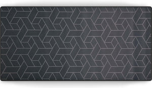 Donkergrijze gaming muismat met strak geometrisch patroon in XXL-formaat (900x400mm) en antislip rubberen onderlaag