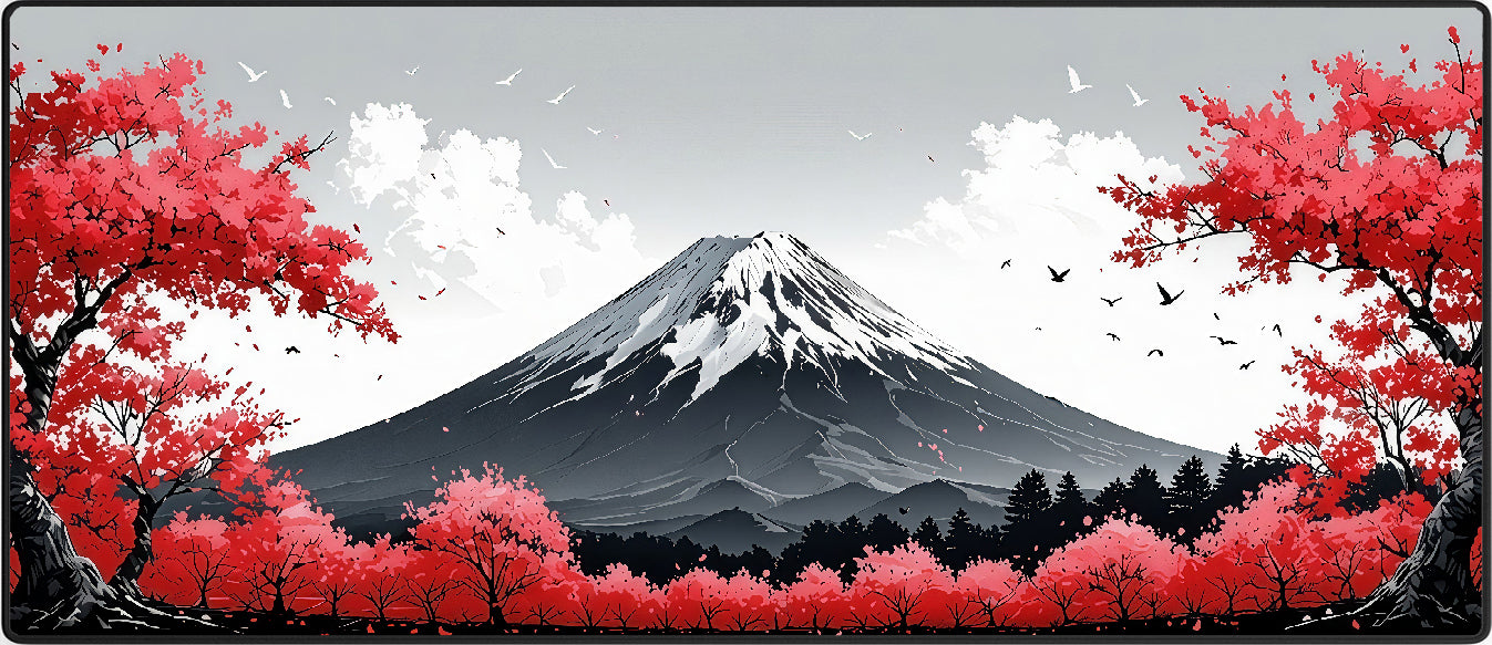 Fuji Blossom Red Mousepad XXL