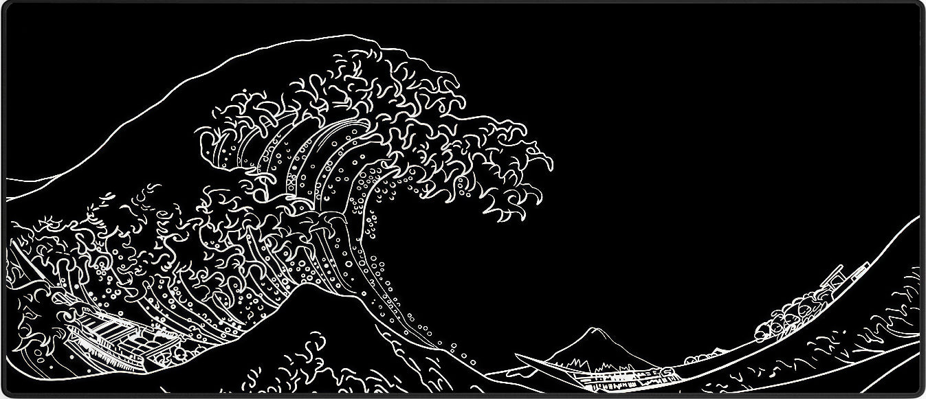 Kanagawa Wave Black & White Mousepad XXL