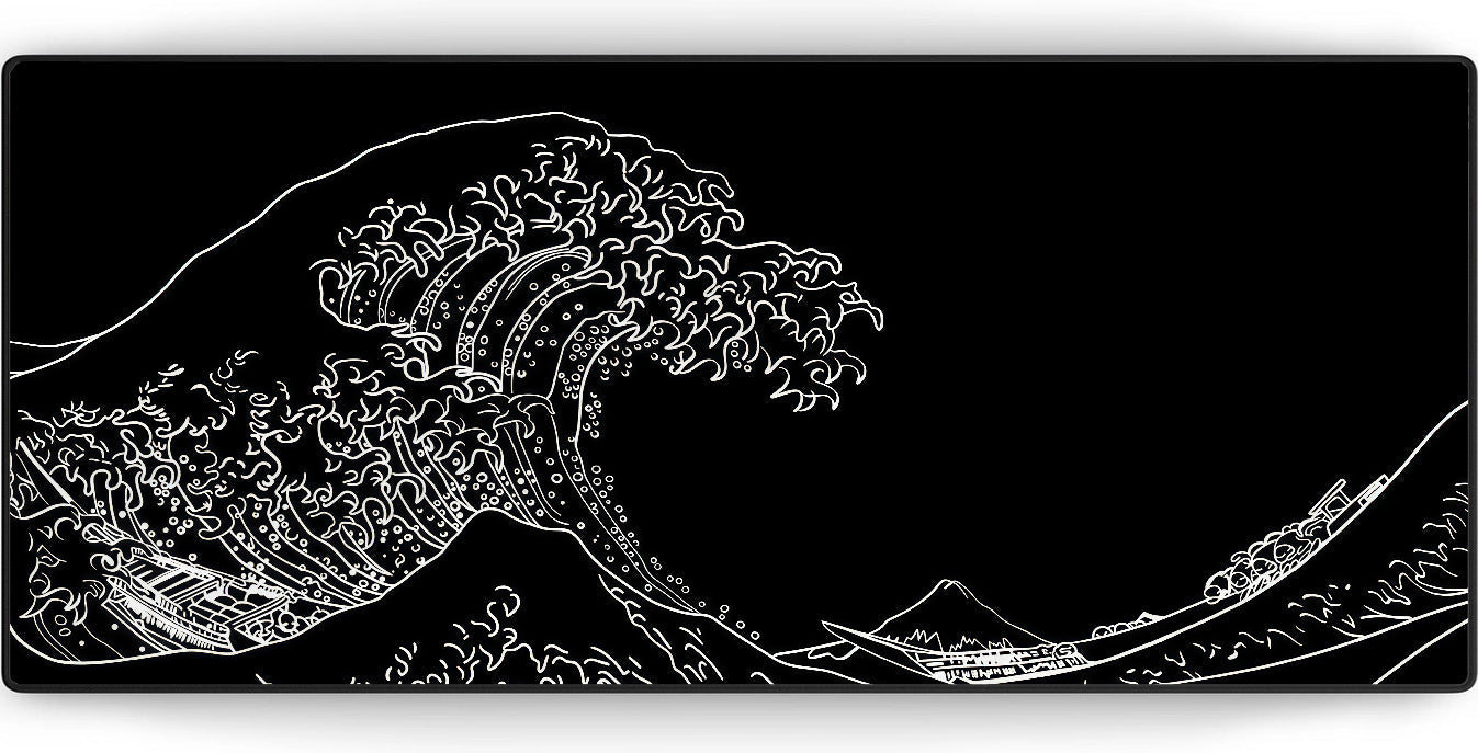 Kanagawa Wave Black & White Mousepad XXL