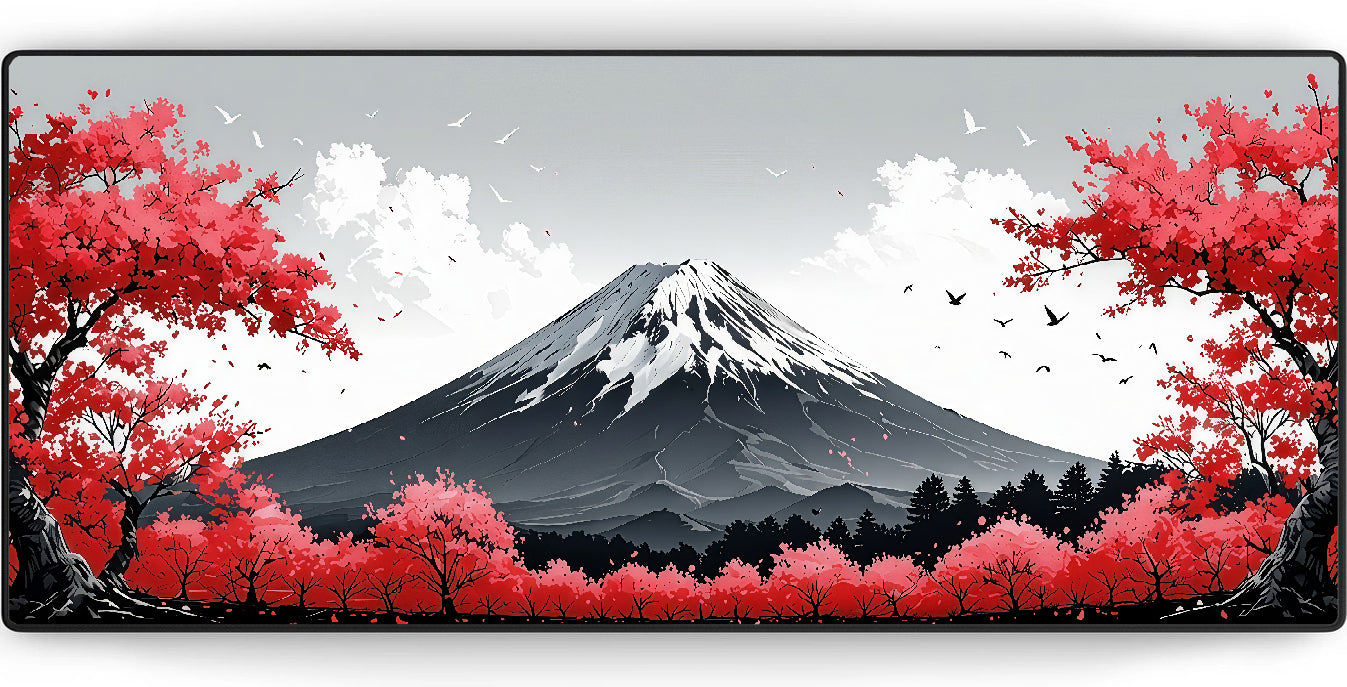 Fuji Blossom Red Mousepad XXL