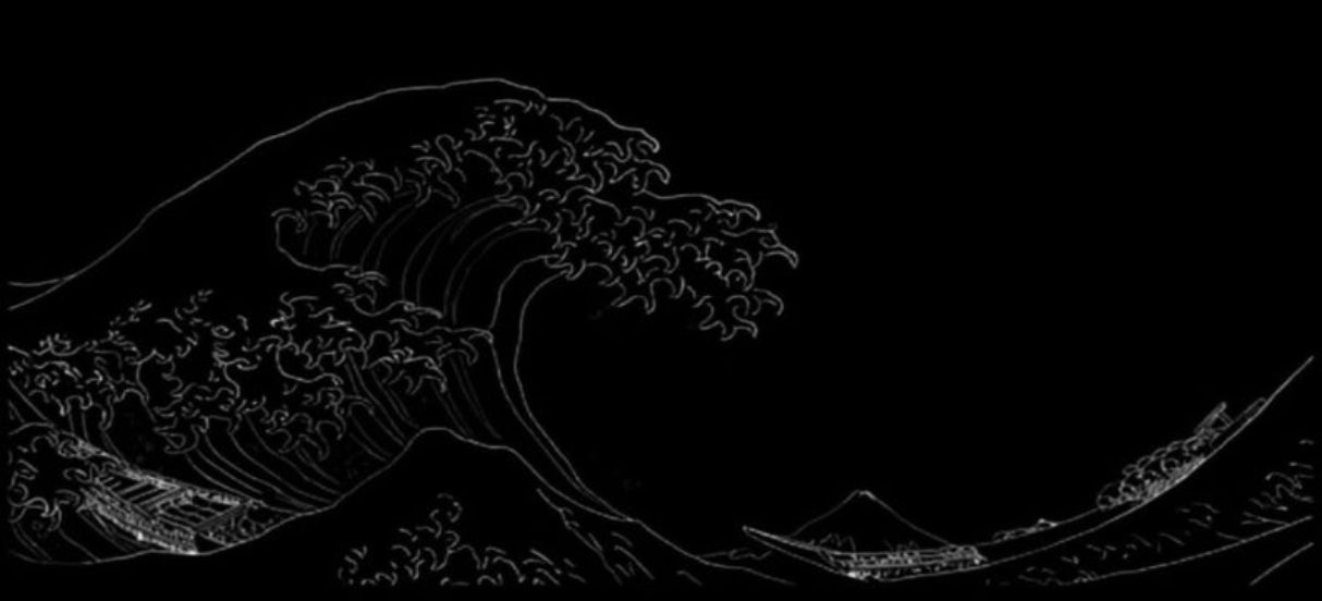 Kanagawa Wave Zwart/Wit Muismat xxl - 900 x 400 x 3 mm - Antislip