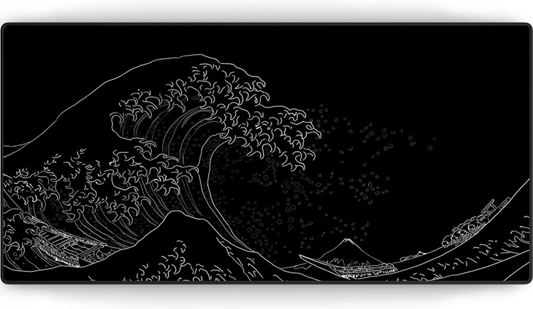 Kanagawa Wave Zwart/Wit Muismat xxl - 900 x 400 x 3 mm - Antislip
